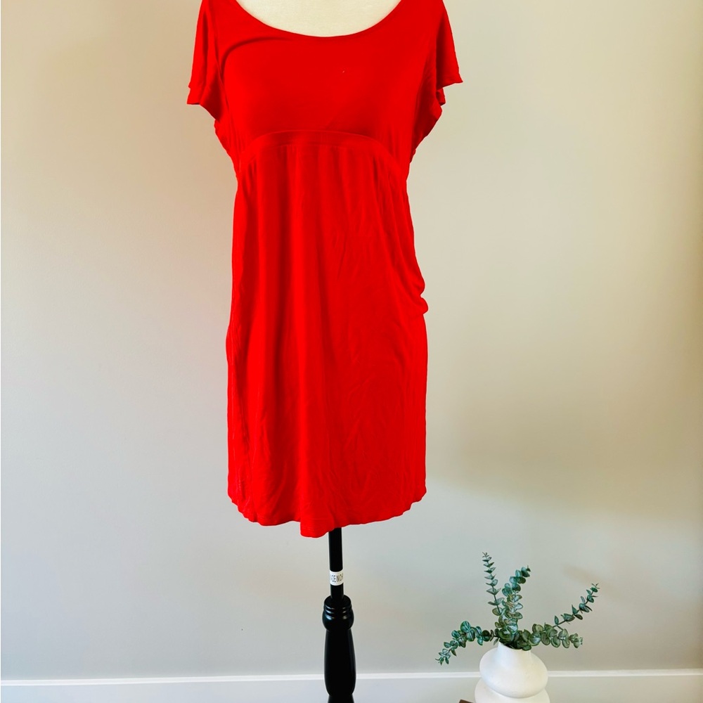 Orange Short Sleeve Maternity Dress